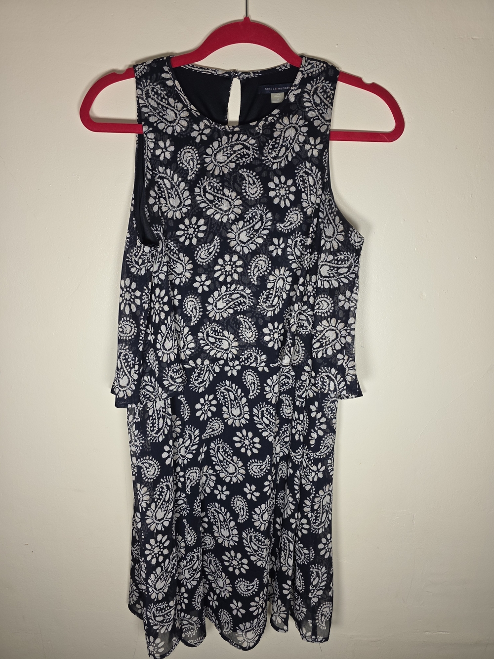 Tommy Hilfiger Navy and White Paisley Midi Dress
